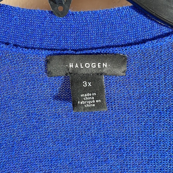Halogen royal blue long open cardigan sweater w/ pockets - Picture 5 of 6